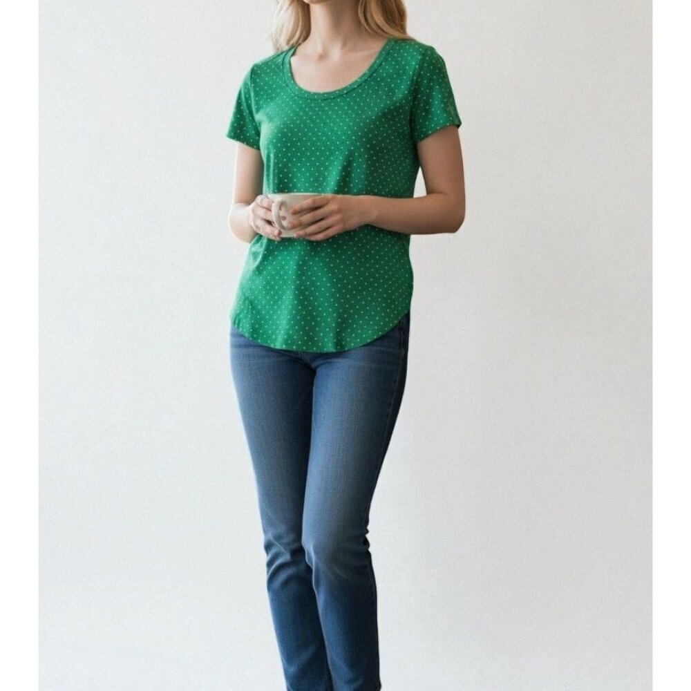 Philosophy Republic Womens Green Polka Dot Short Sleeve Scoop Neck Tee XL
